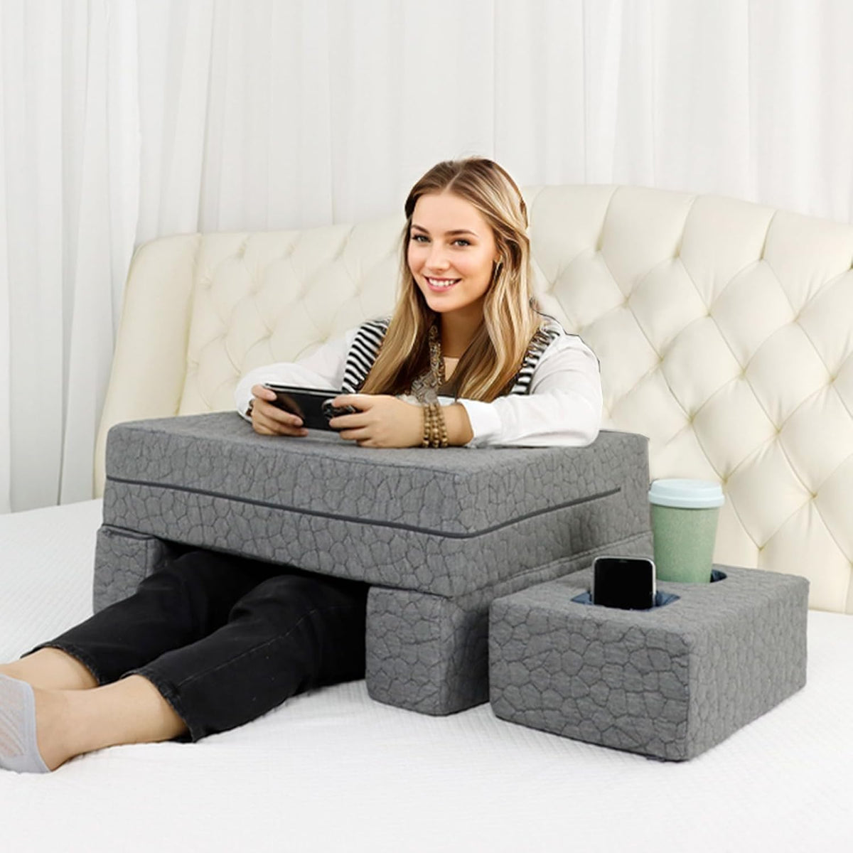 Bespilow Memory Foam Lap Desk Pillow for Adults - Extra Large Gaming Pillow f...