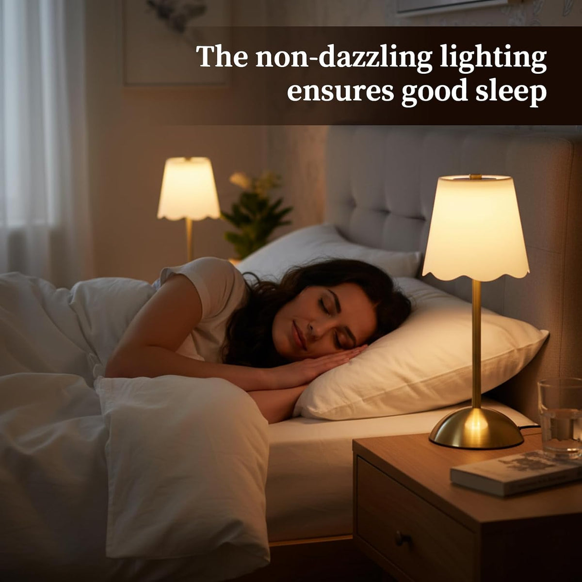 2 Pack Rechargeable Cordless Table Lamps 11.8 Inch Touch Battery Operated Gol...