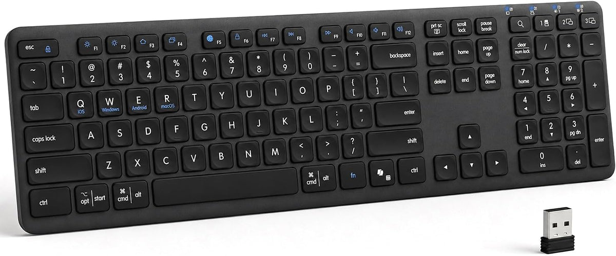 Wireless Bluetooth Keyboard, Full Size Multi-Device Keyboard for PC, Laptop