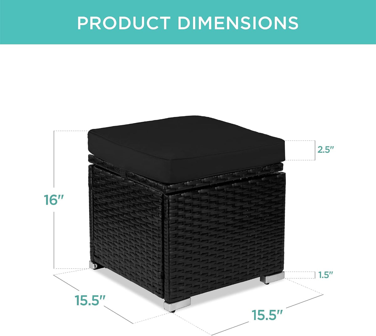 Best Choice Products Set of 2 Wicker Ottomans, Multipurpose Outdoor Furniture...
