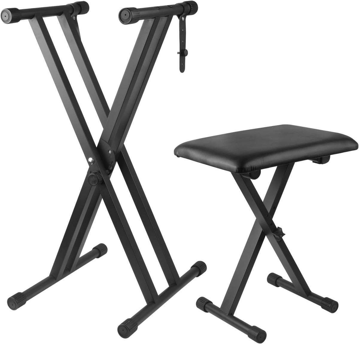 Keyboard Stand Piano Bench Set, Double X Adjustable Keyboard Stand Piano Stan...