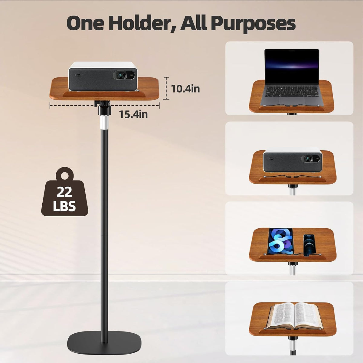2-in-1 Floor & Desktop Music Book Stand,100% Solid Wood Metal Base