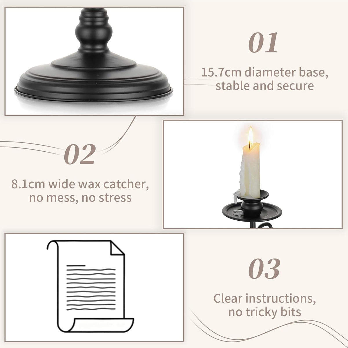 Sziqiqi Black Candelabra Centerpiece for Halloween: Gothic 5 Arm Candelabra