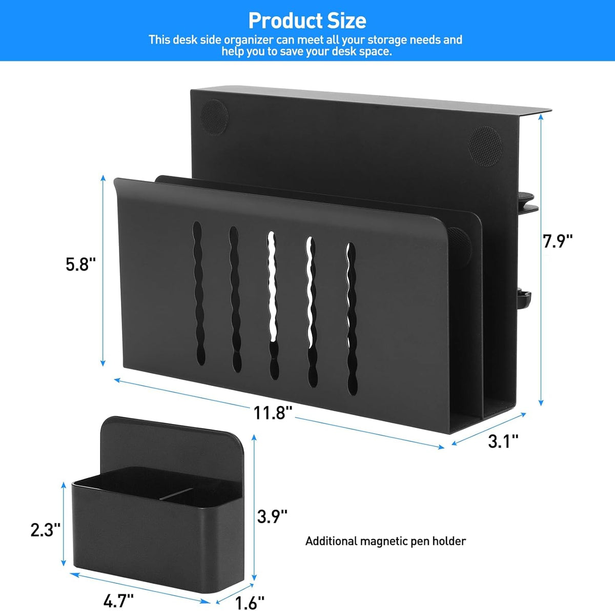 MAXECHO Desk Side Storage, Under Desk Laptop Mount, Table Side Hanging File O...