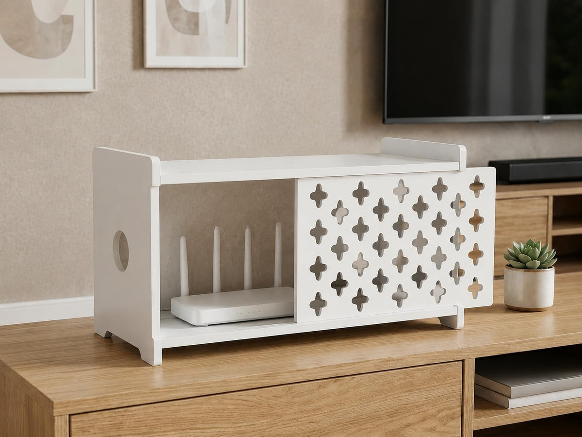 SKAGIT Wooden WiFi Router Storage Box Hider, Decorative Projector Box Hider R...