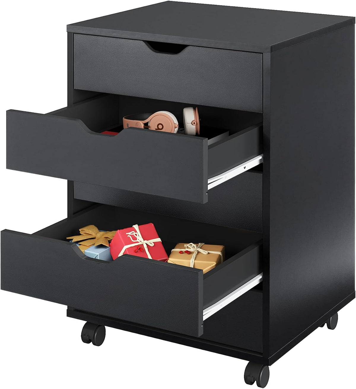 DEVAISE 5-Drawer Filing Cabinet, Under Desk file Cabinet, Black