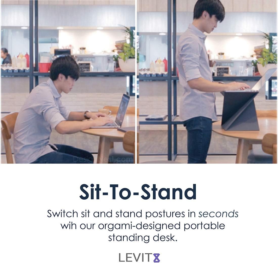 DesignNest Levit8 Portable Standing Desk Work Station Foldable Sit to Stand L...