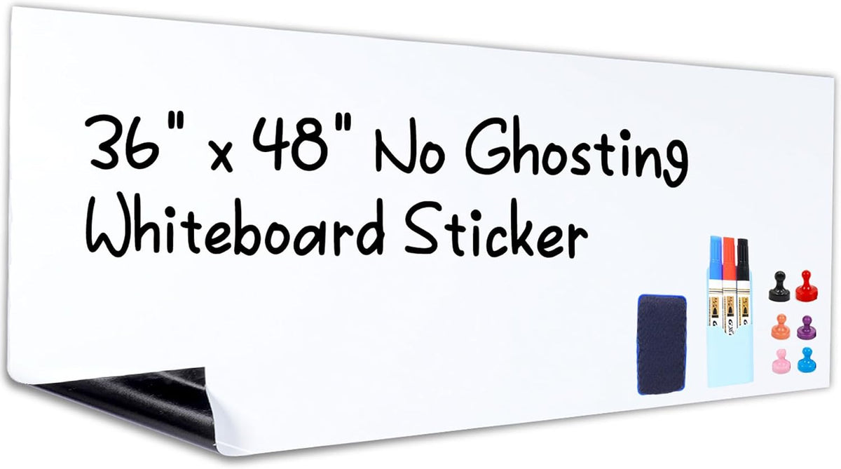 HAMIGAR White Board Dry Erase, 36" x 48" Self-Adhesive Sticker, No ...