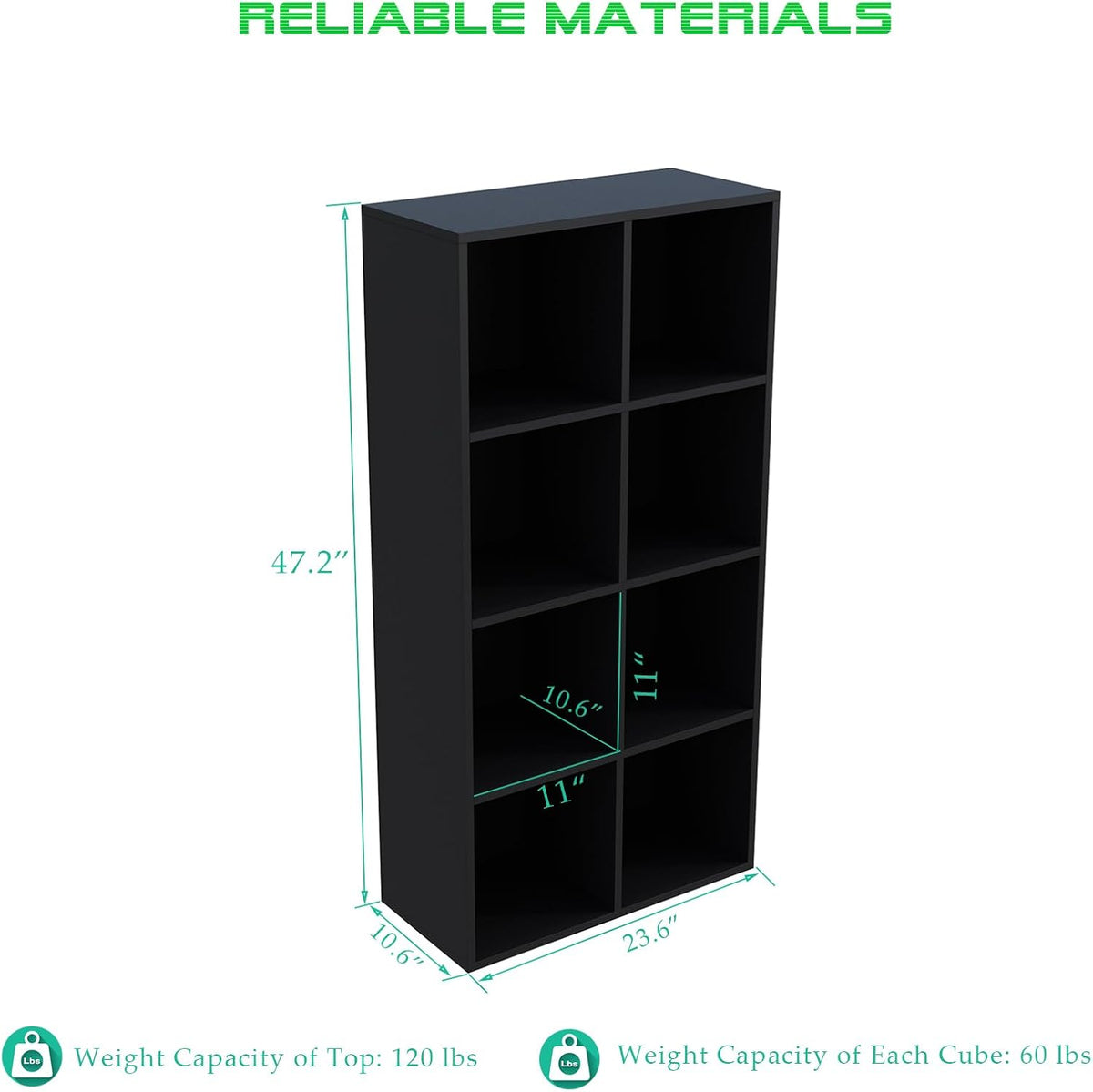 OSCHF 8-Cube Storage Shelf Bookcase, Black