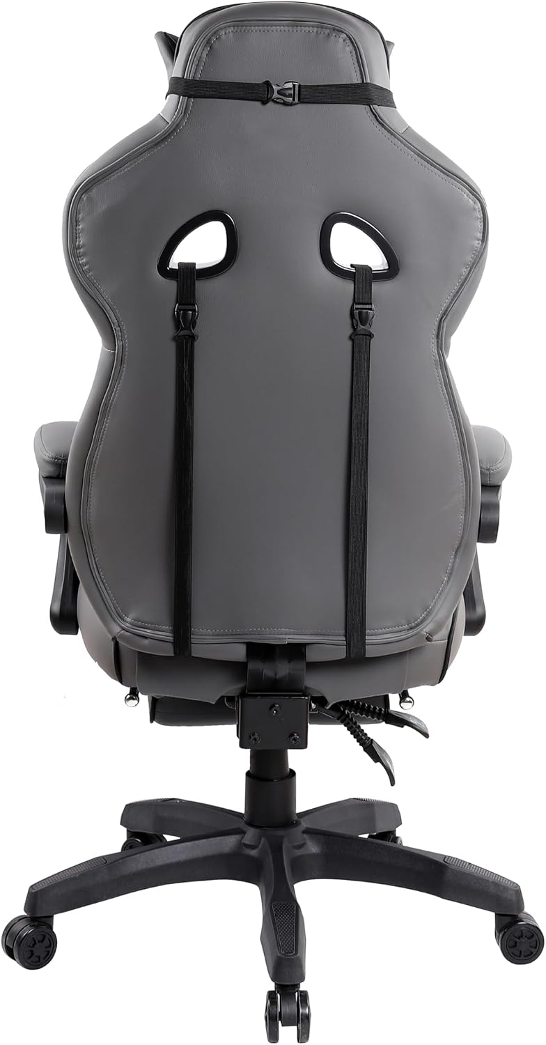 Techni Mobili Executive Gaming Chair with Footrest, 150° Reclining, Grey