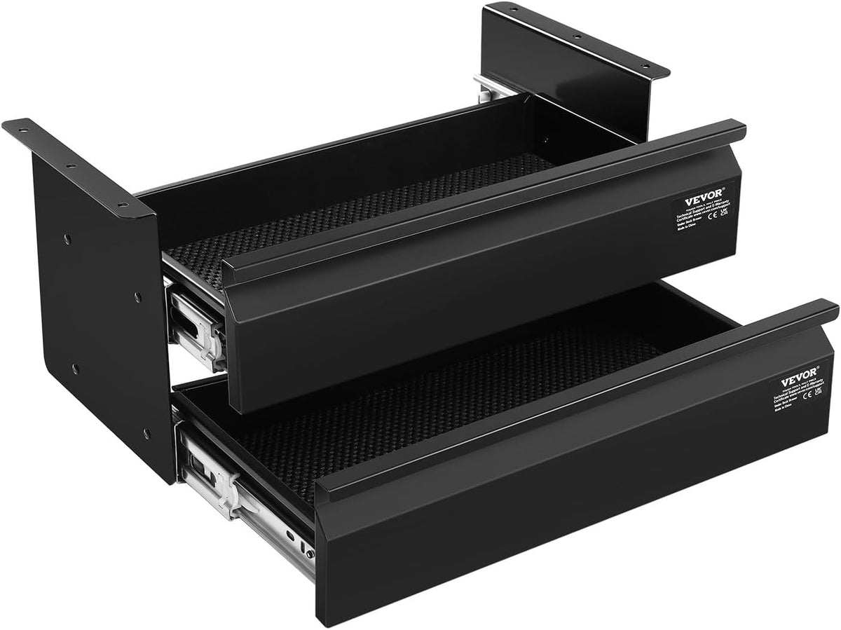 VEVOR Under Desk 2 Layer Slide Out Drawer, 16 inch Under Desk Pull-out Drawer...