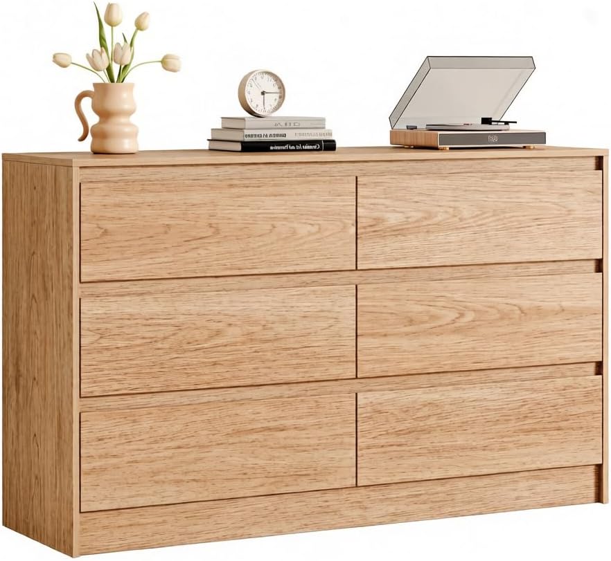 Chrangmay 6 Drawer Dresser,47.24" Wide Mid Century Chest of Drawers,Wood...