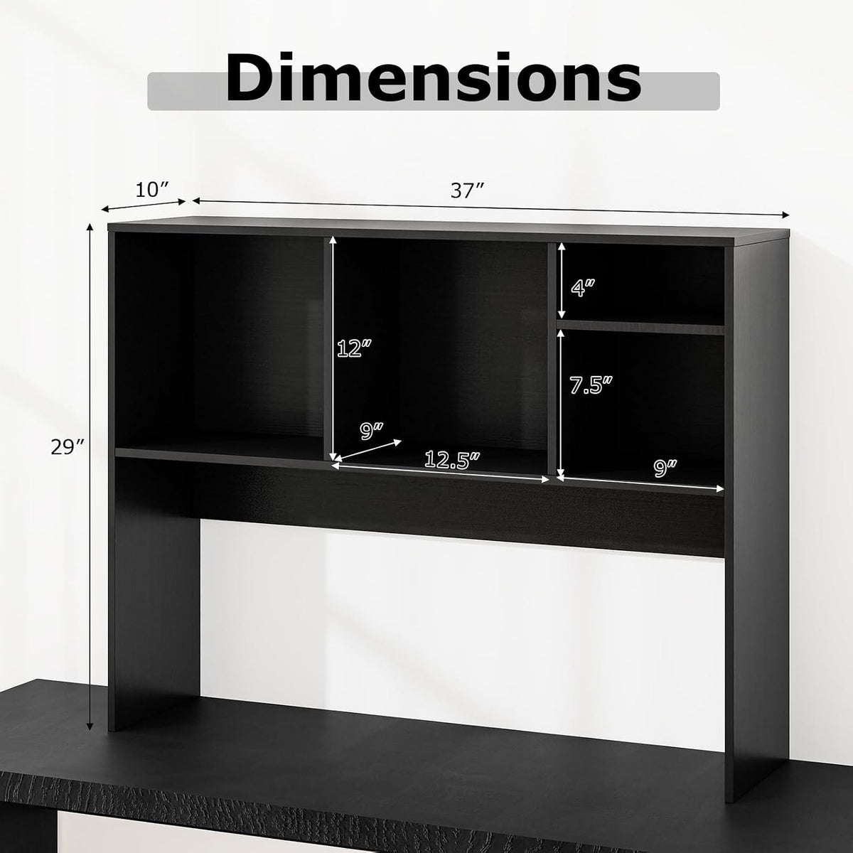 GOFLAME 4 Cubes Desktop Bookshelf, 37” Tabletop Wood Desk Shelf for Computer ...