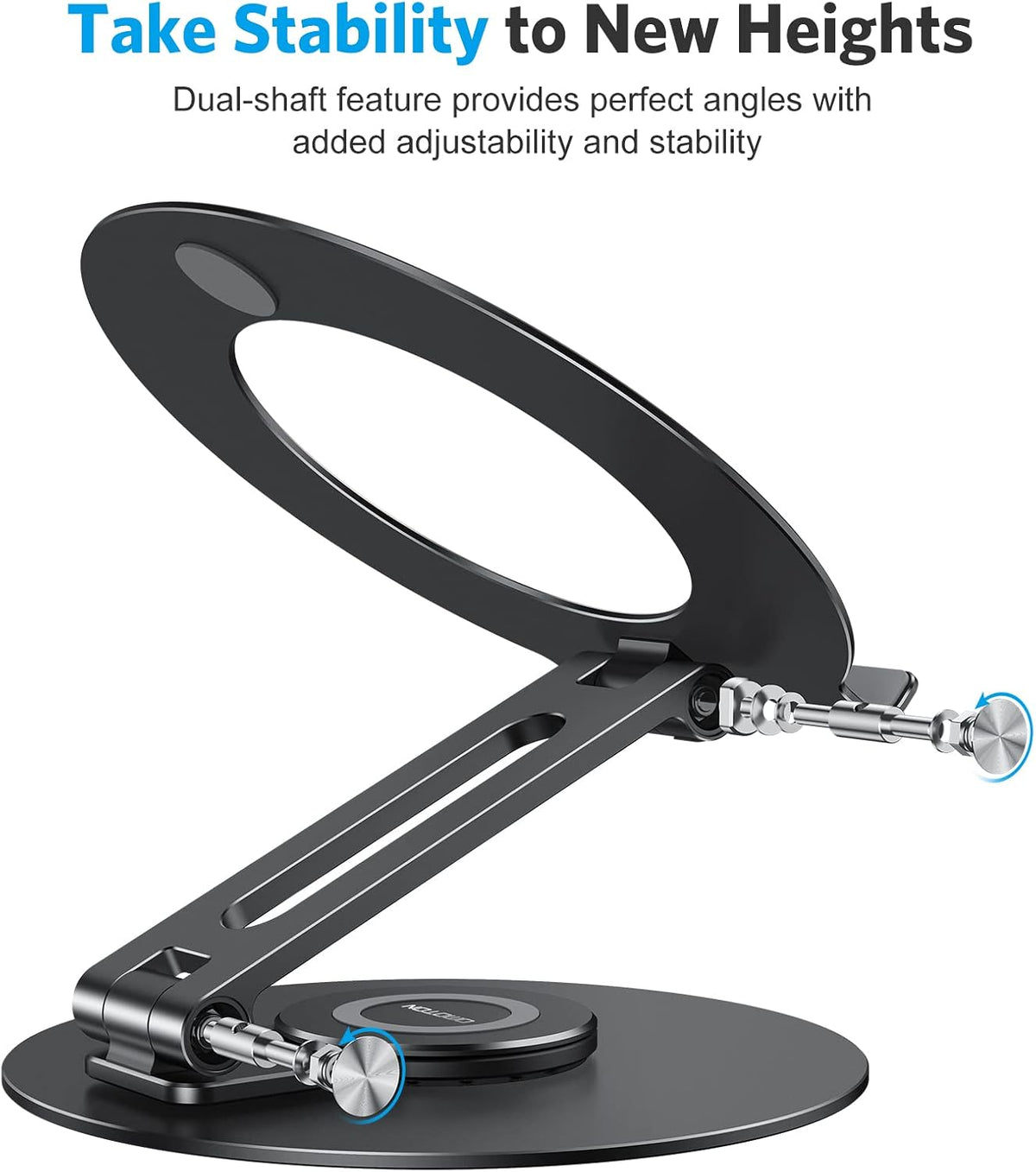 OMOTON Adjustable Laptop Stand for Desk 360° Rotating Base up to 17" Black