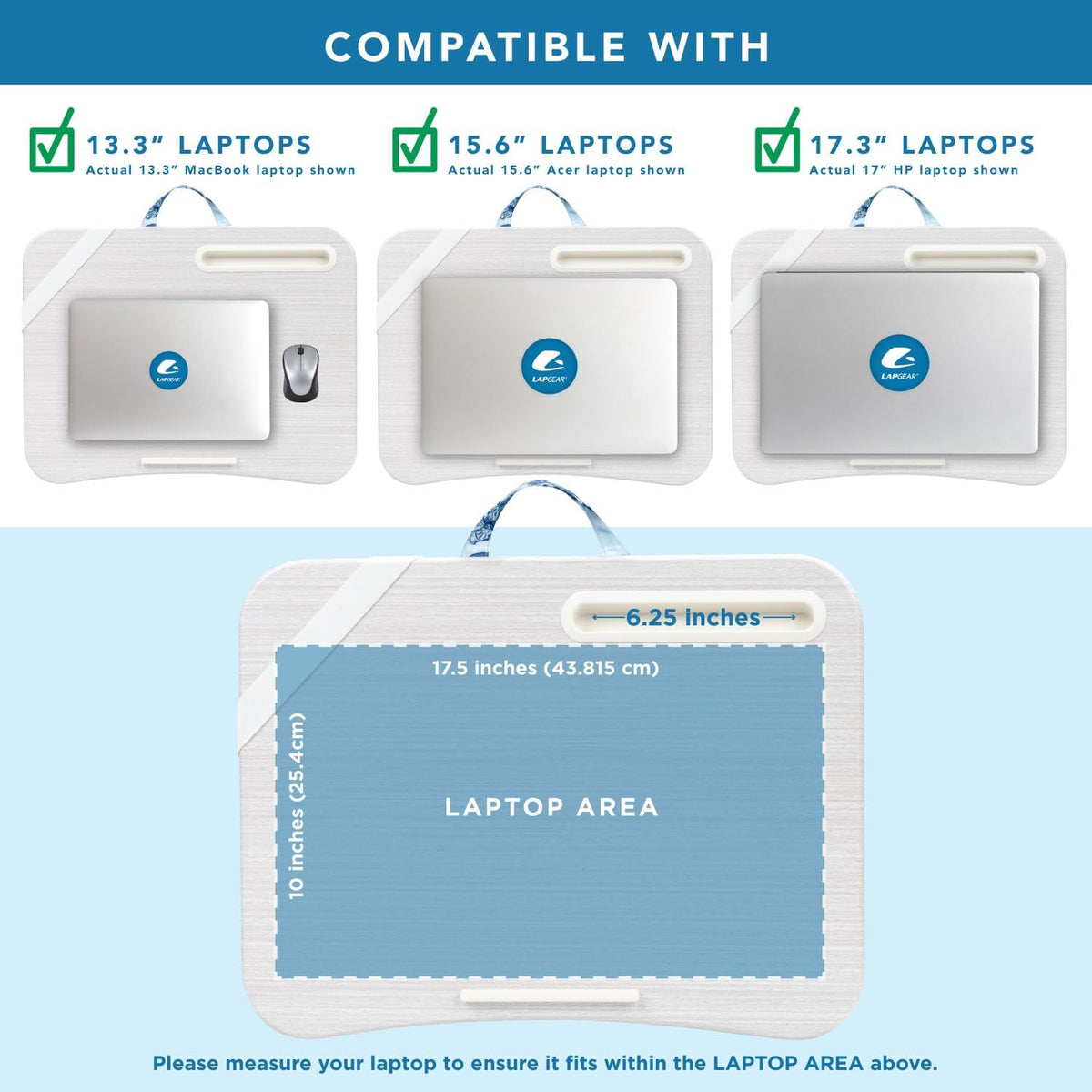LAPGEAR XL Designer Lap Desk – Blue Blossoms, Fits 17.3” Laptops