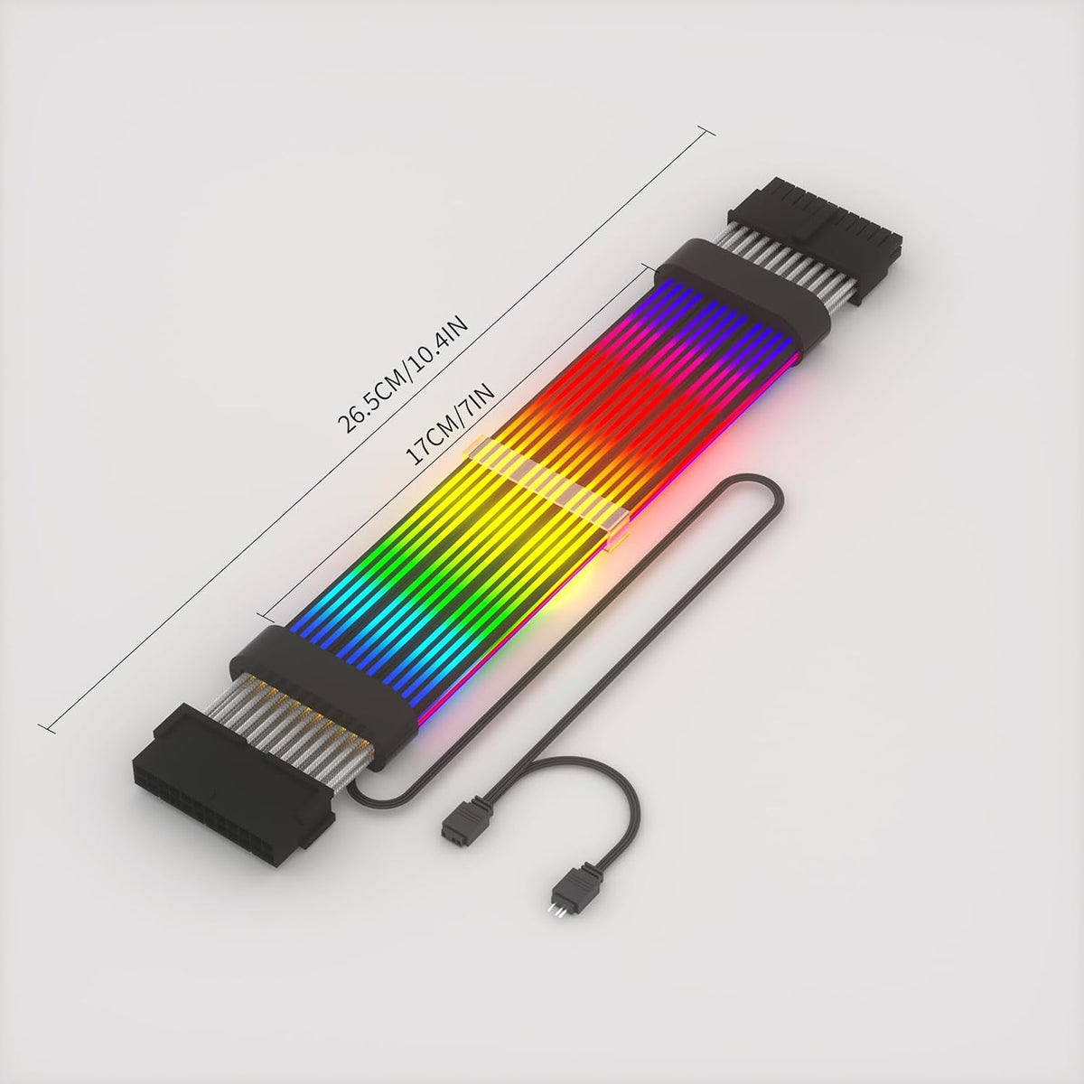 Sirlyr Black 24Pin 4-Side RGB PSU Cables Extension,5V 3Pin MB Sync