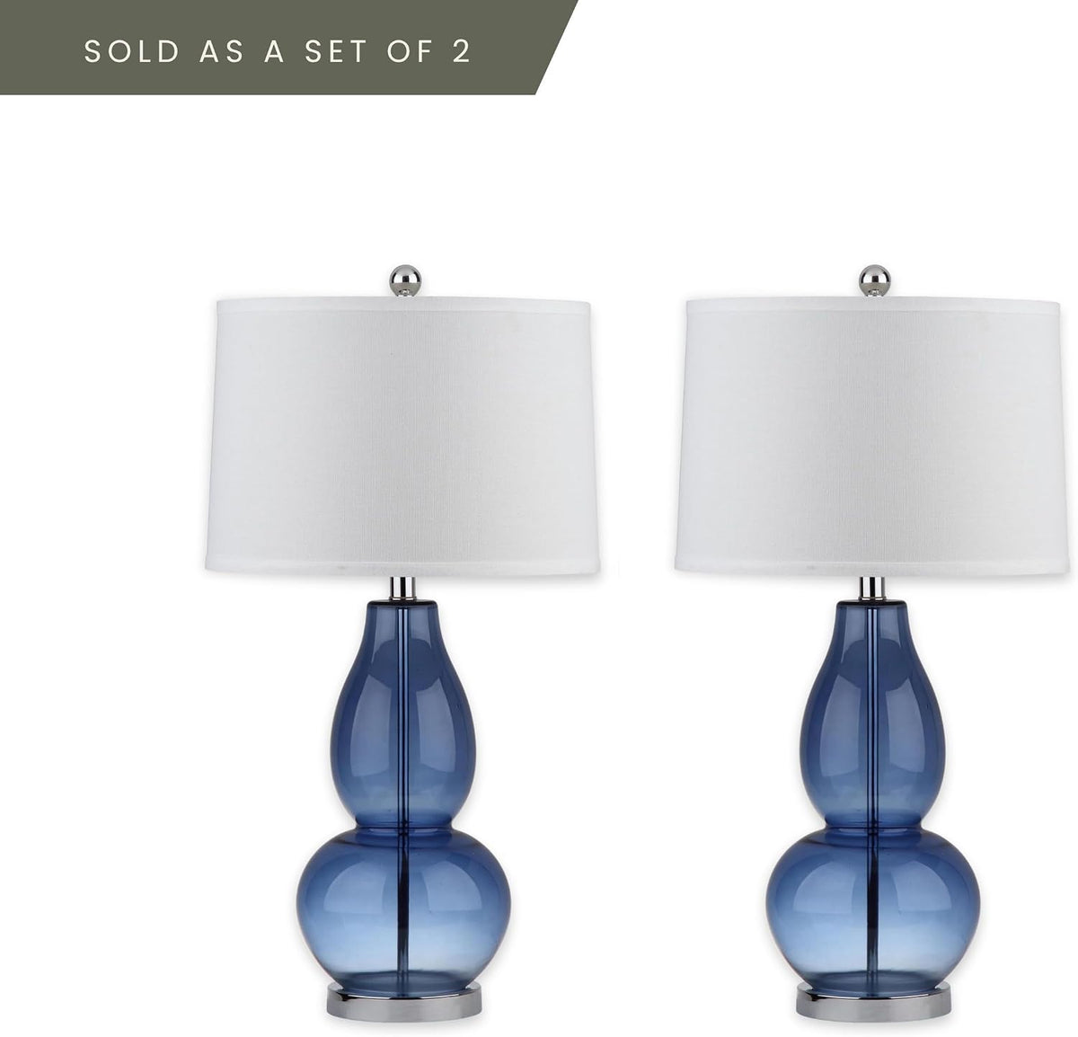 Safavieh Lighting Collection Mercurio Double Gourd Blue and White Table Lamp,...