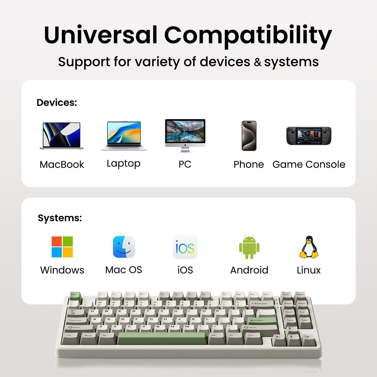 Kisnt KN85 Wireless Mechanical Keyboard, 75% Layout, Bluetooth/2.4GHz/USB-C, ...