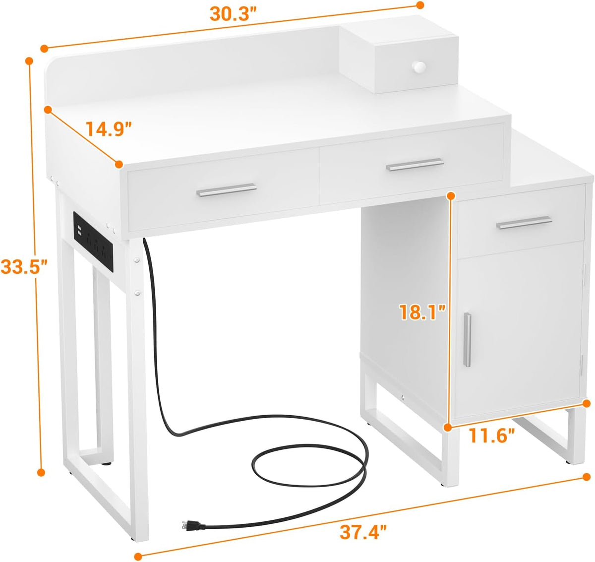 Vanity Desk with 4 Storage Drawers - Modern Makeup Vanity Table with Charging...