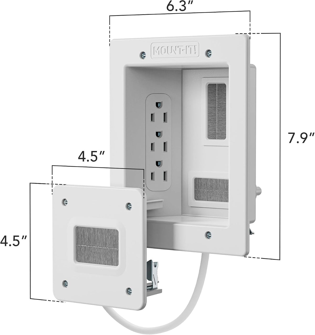 Mount-It! in-Wall TV Cable Concealer Kit with Recessed Power – Triple Outlet,...