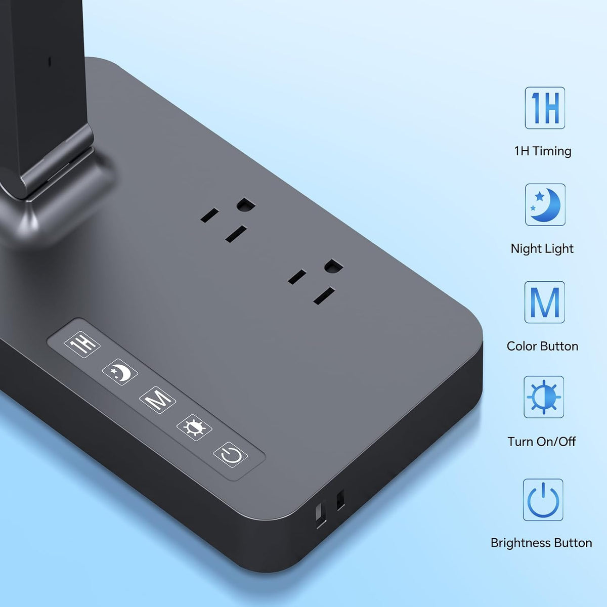 Desk Lamp with USB Charging Port: Table Lamp with Charging Station - 2 Outlet...