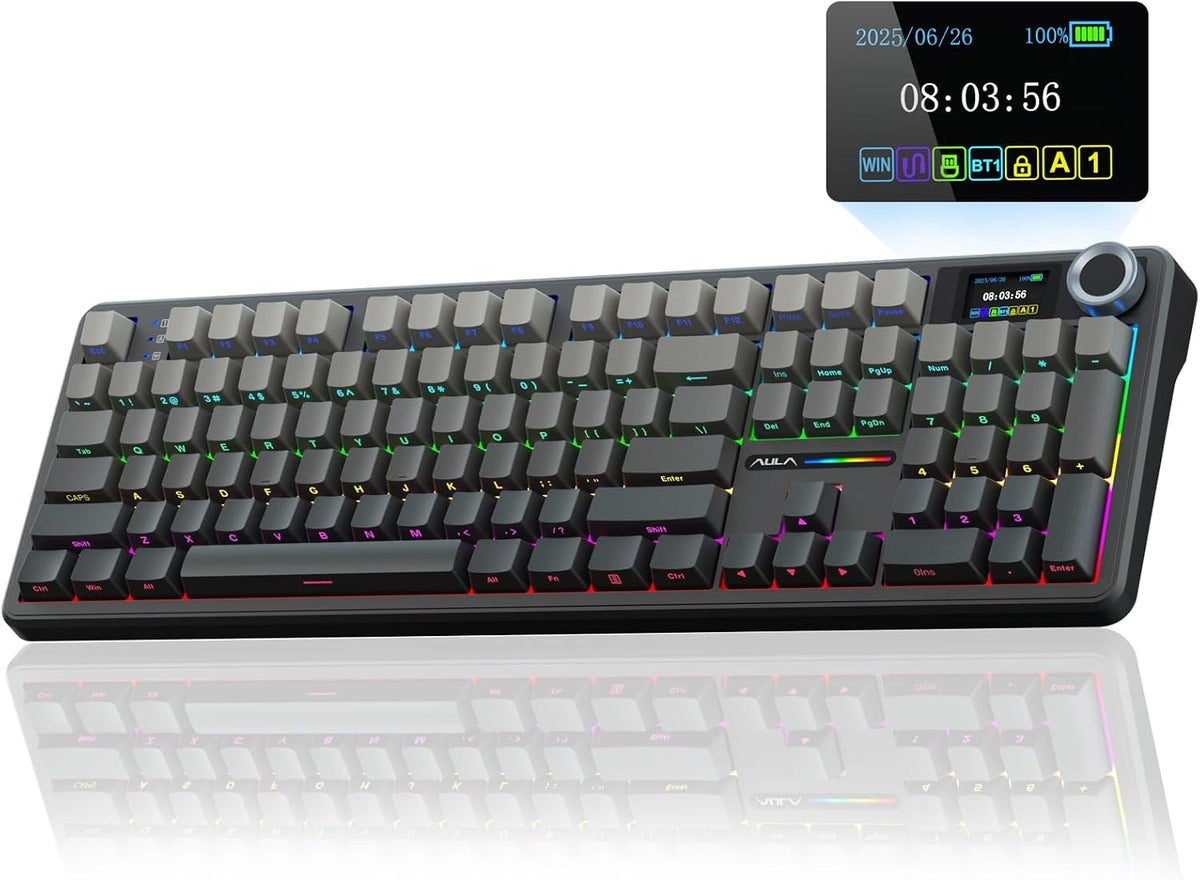 AULA F108 PRO - Wireless Mechanical Keyboard with Screen & Knob,Full Size...