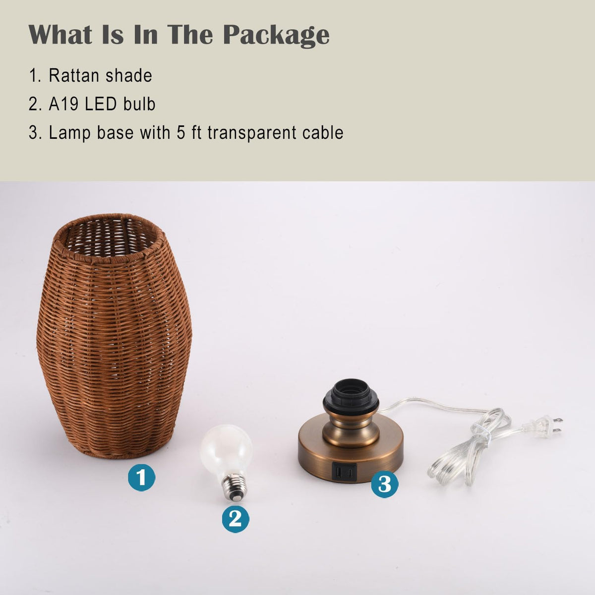Boho Style Rattan Table Lamp,Dimmable Bamboo Desk Lamp,Touch & USB Charge...