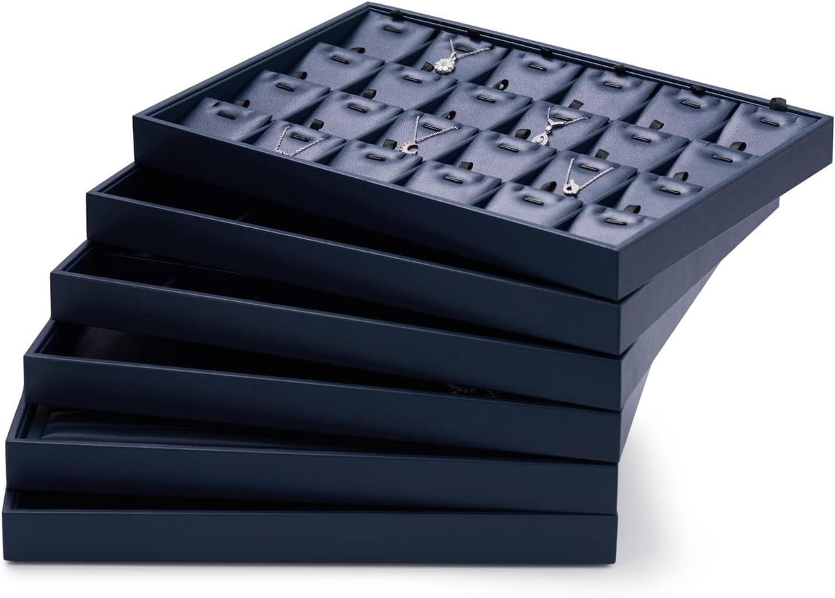 12-Grid PU Leather Jewelry Tray for Bracelet & Bangle Storage Blue