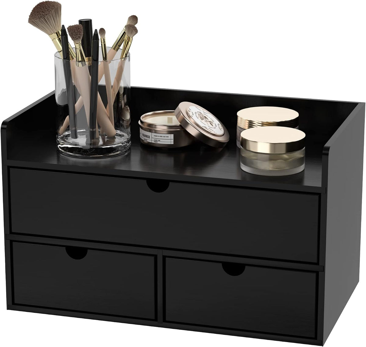 Bamboo Desk Organizer wtih Drawers Mini Desktop Drawer Tabletop Storage