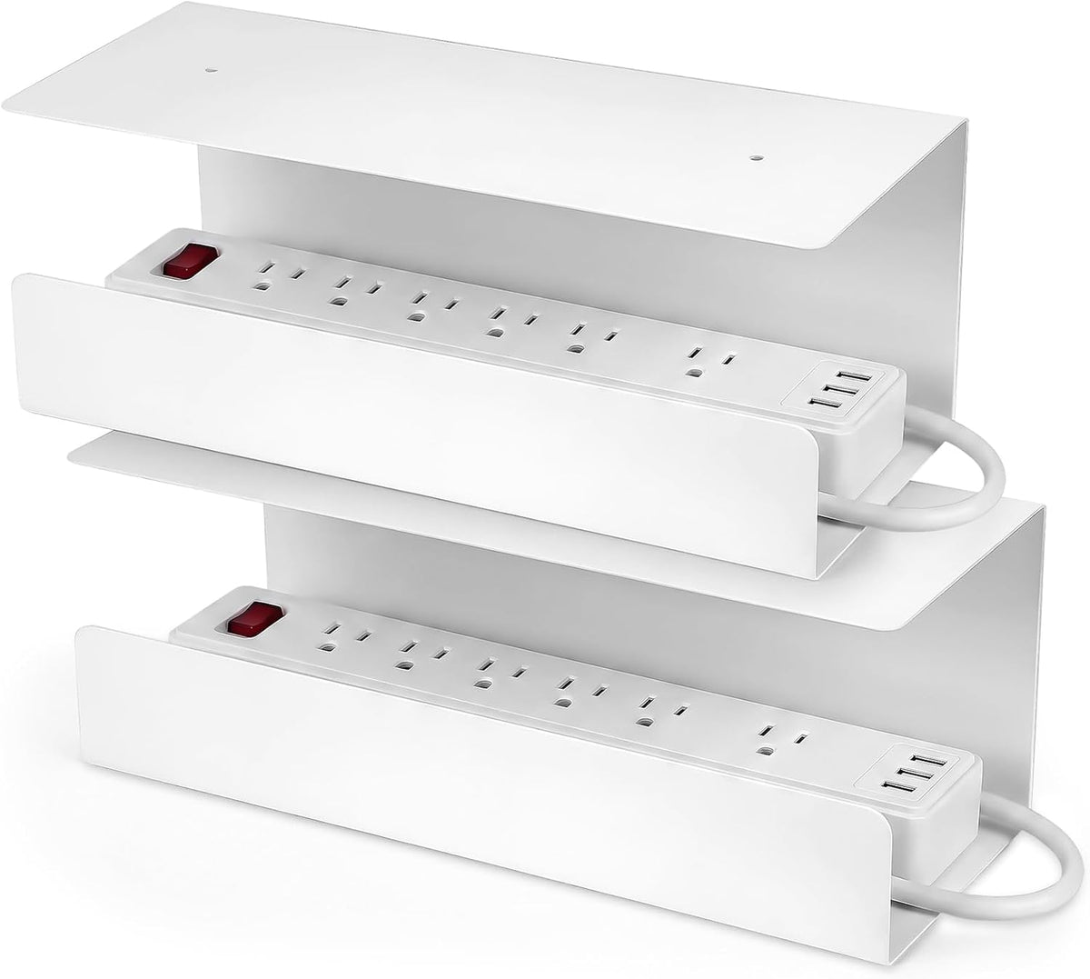 2 Pack Under Desk Cable Management Tray,Hold 11 lbs, 16 x 6 x 6 Inch, White
