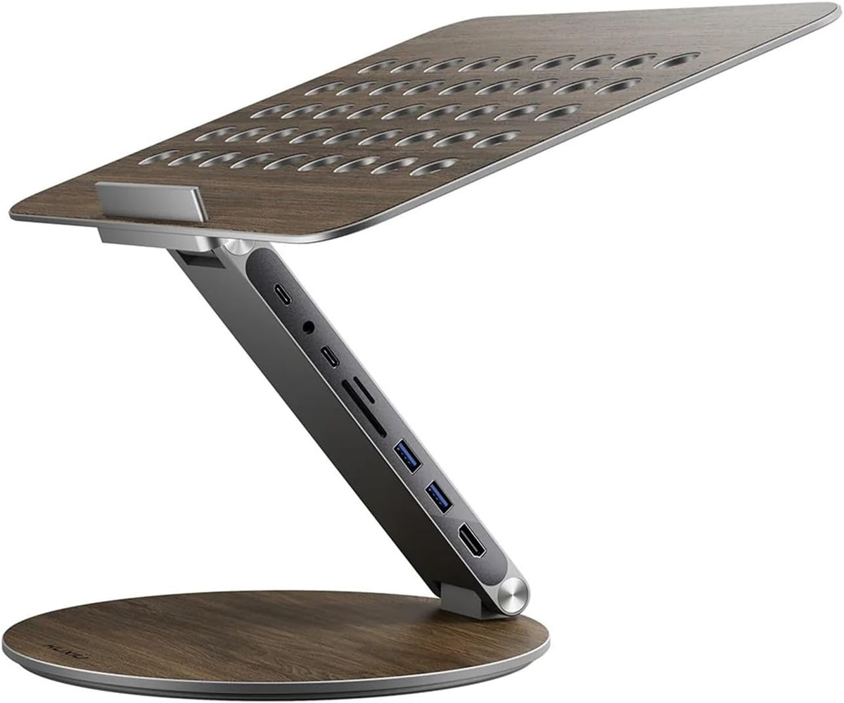 KU XIU Adjustable Laptop Stand with 7-in-1 Hub, Foldable Portable Aluminum La...