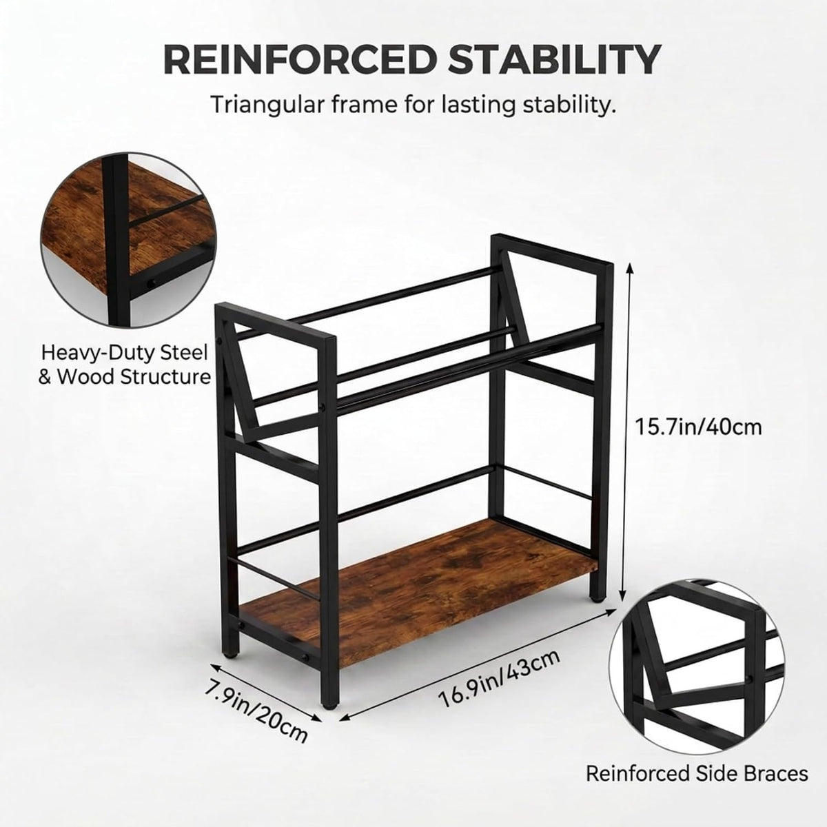 2-Tier Desktop Bookshelf, Office Desk Shelf Organizer, Slanted Book Rack