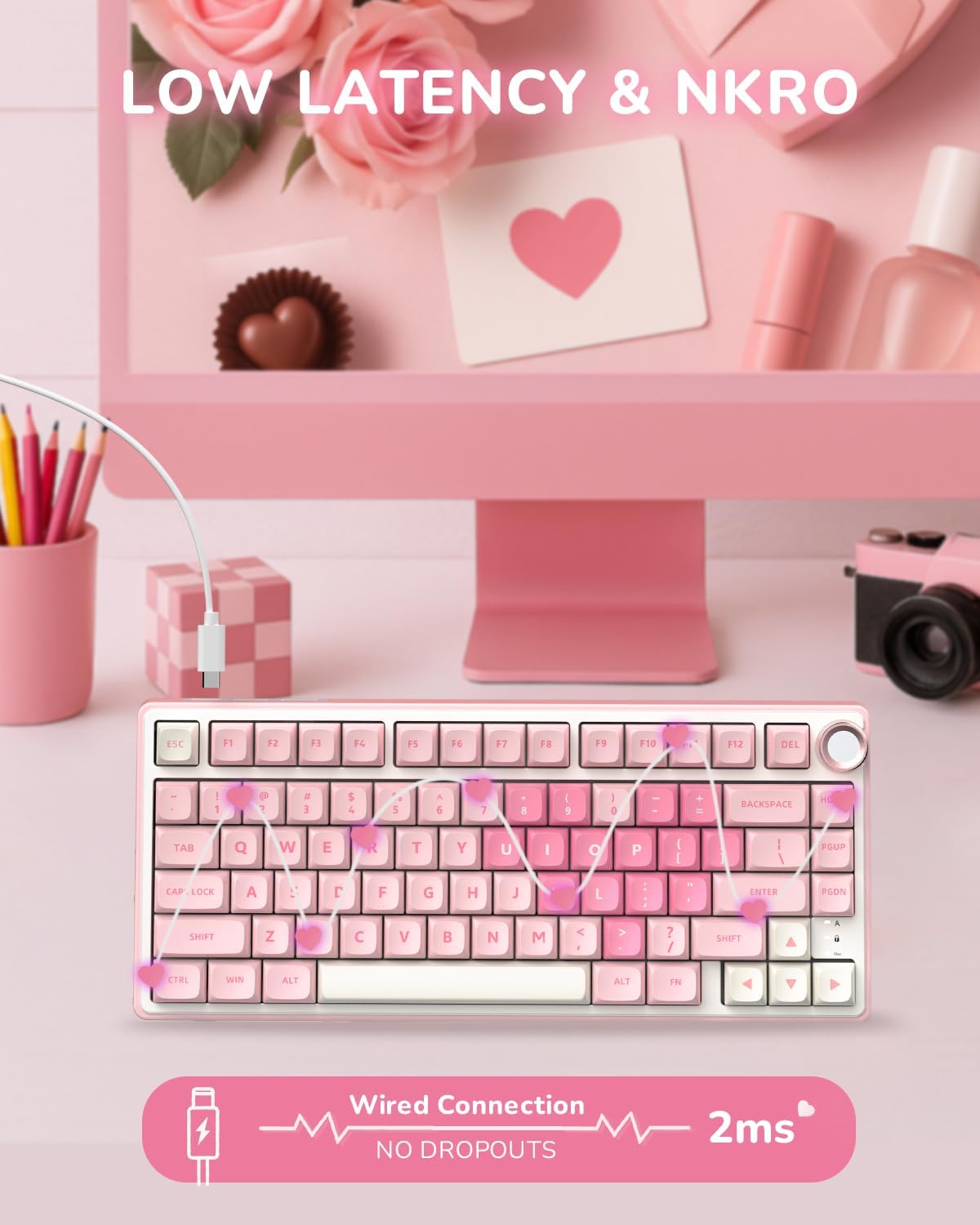RK ROYAL KLUDGE R75 Mechanical Keyboard Wired with Volume Knob, 75% Keyboard ...