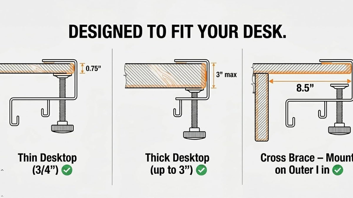 No Drill Under Desk Cable Management Tray 28"– Reinforced Steel Base