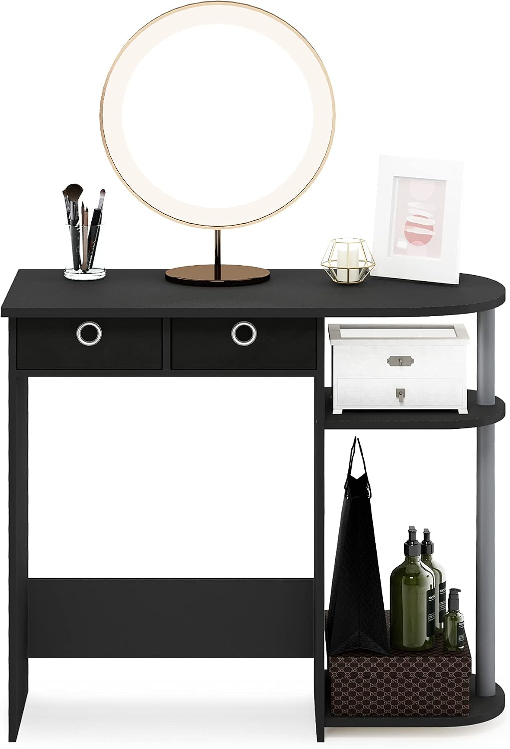 Furinno Go Green 32-Inch Computer Desk with 2-Tier Shelf, Classic Black