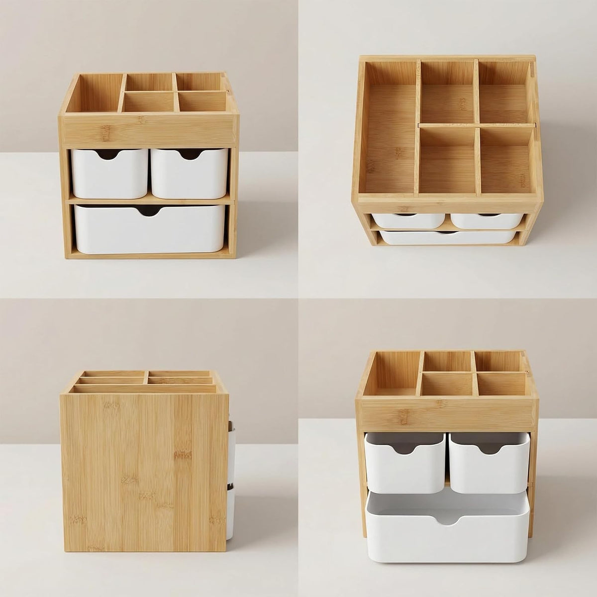 Small Bamboo Makeup Organizer(5.7" D x 8" W x 7.5" H)