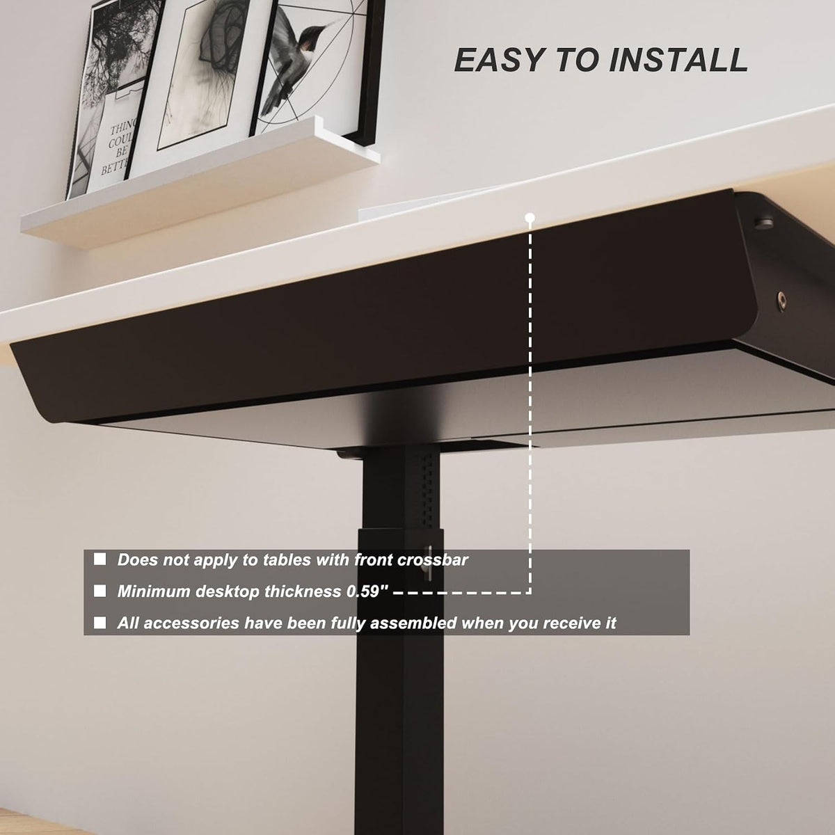 Large Under Desk Mounted Sliding Drawer with Pencil Tray and 60 Degree Tilt P...