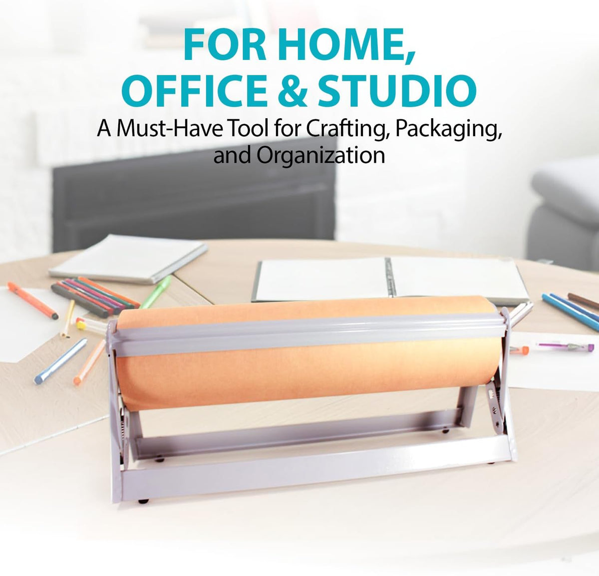 30 Inch Paper Roll Dispenser with Cutter, Desktop or Wall Mount Set Up