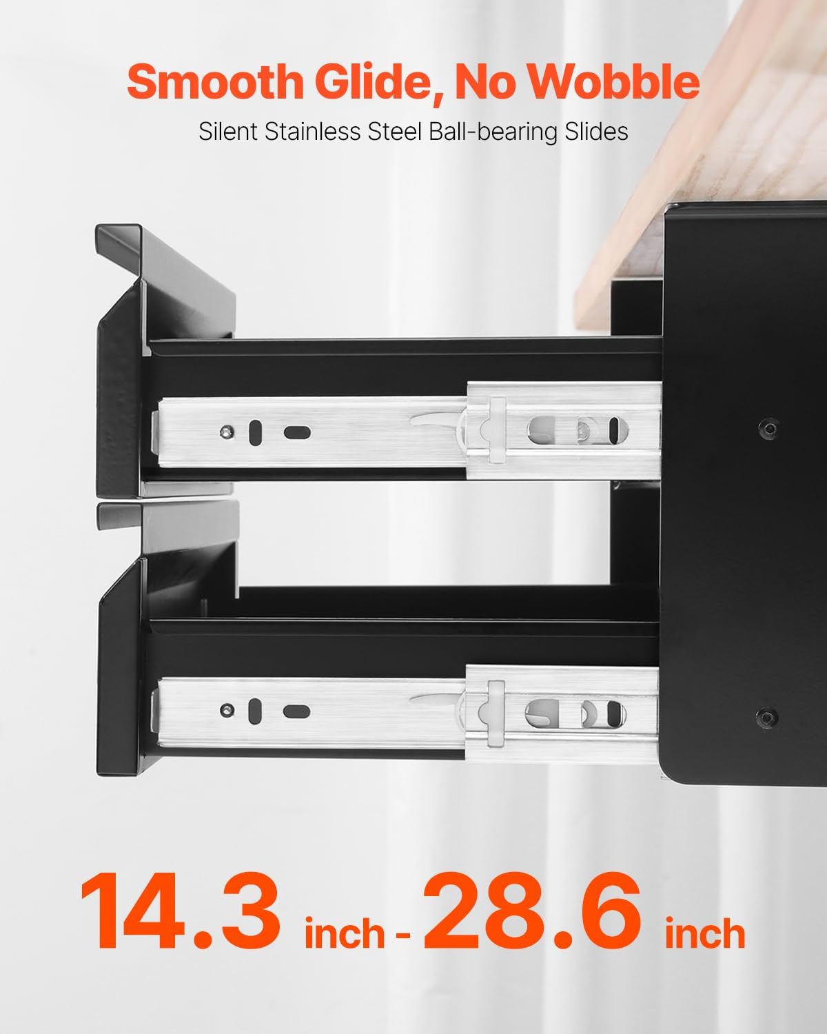 VEVOR Under Desk 2 Layer Slide Out Drawer, 16 inch Under Desk Pull-out Drawer...