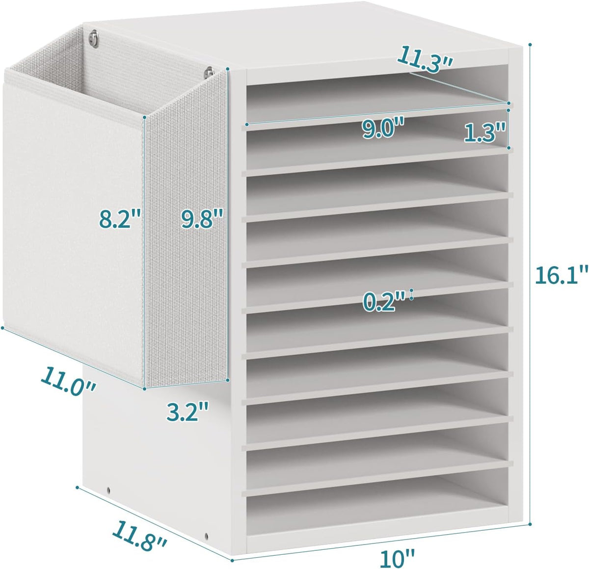 Unionly 10Tier Adjustable Mail Sorter,Wood Paper Organizer for Class,Office