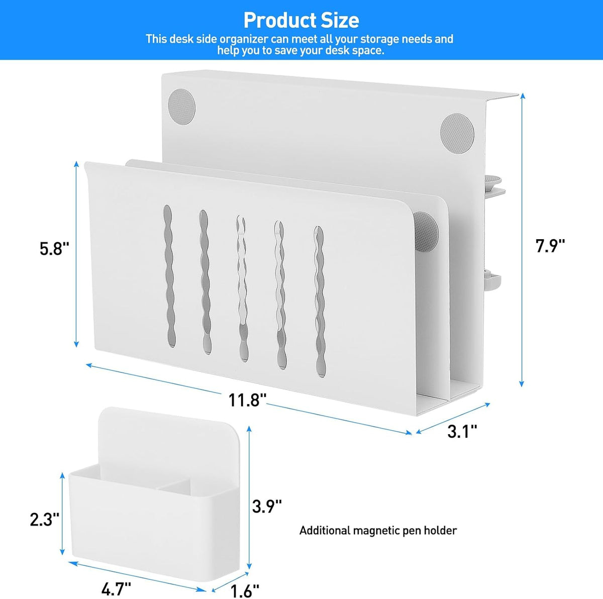 MAXECHO Desk Side Storage, Under Desk Laptop Mount, Table Side Hanging File O...