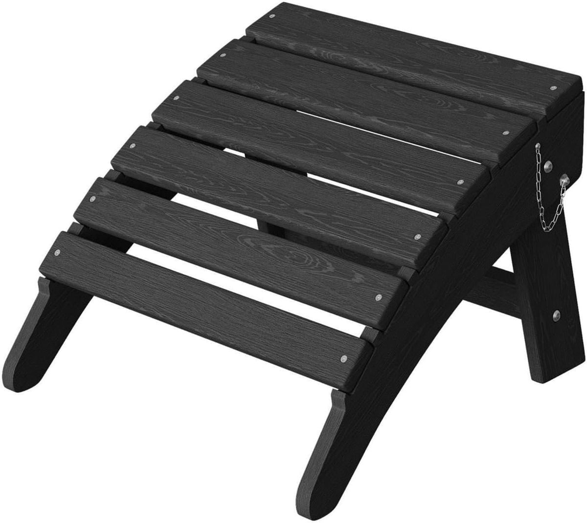 Folding Adirondack Ottoman, HDPE Footrest for Oudoor Chair, Black