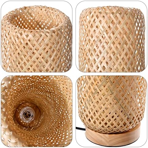 Arturesthome Bamboo Table Lamps with Shade, Rustic Farmhouse Boho Coastal Des...