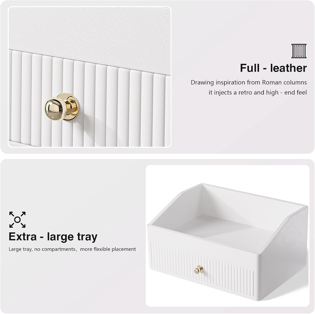 LADSTAG Office Desk Accessories,Beige White Vegan Leather Office Organizer wi...