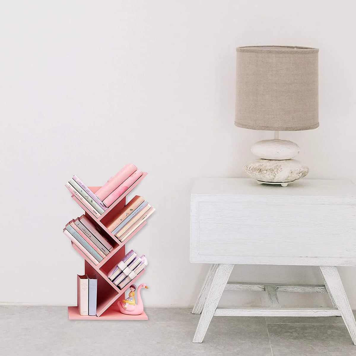 Tree Bookshelf,4-Layer Floor Standing Bookshelf,The Desktop Bookshelf Can Hol...