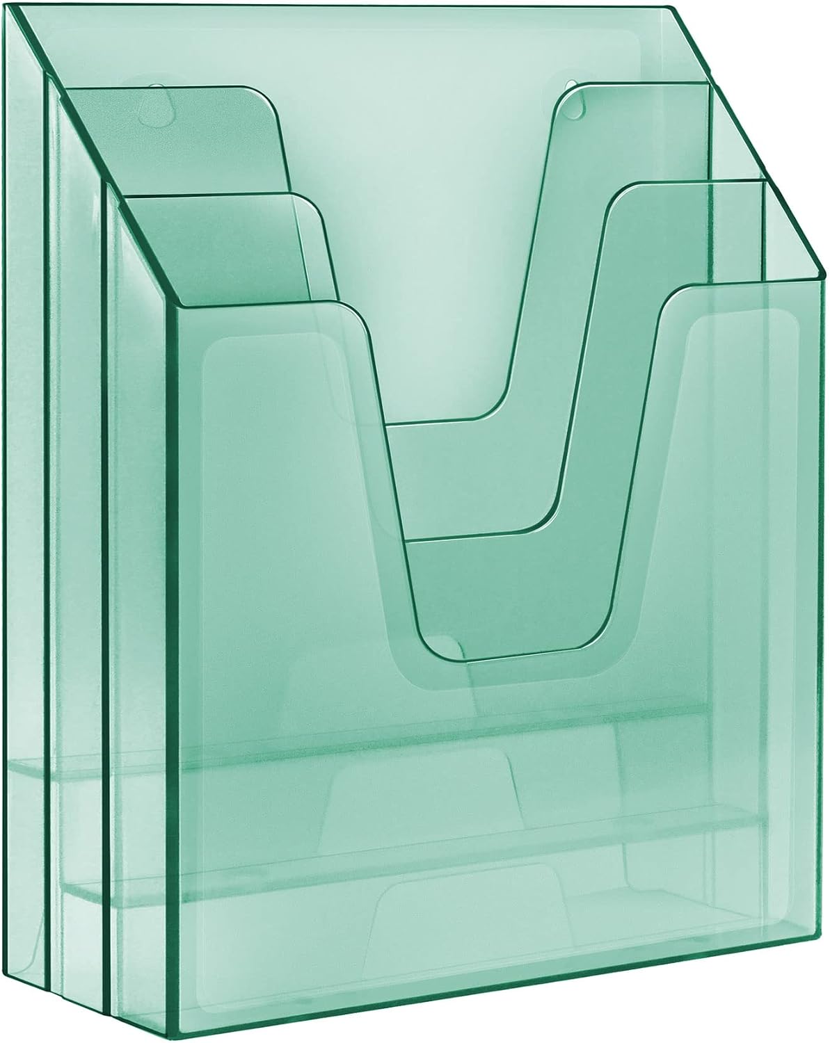 Acrimet Vertical Triple File Folder Holder Organizer Sorter, Clear Green