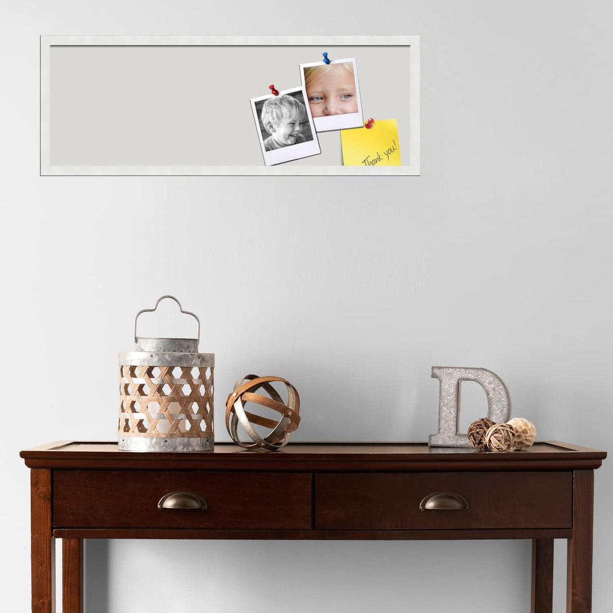 PinPix 36x12 inch Cork Bulletin Board. This Decorative Framed Pin Board Comes...