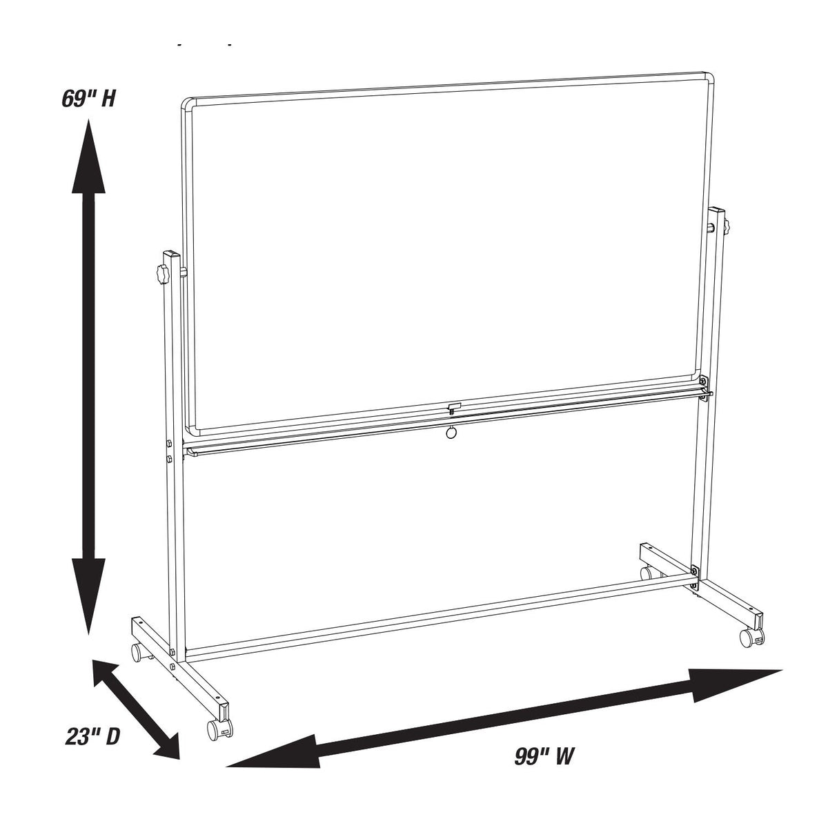 Luxor Mobile Dry Erase Double-Sided Magnetic Whiteboard with Aluminum Frame a...