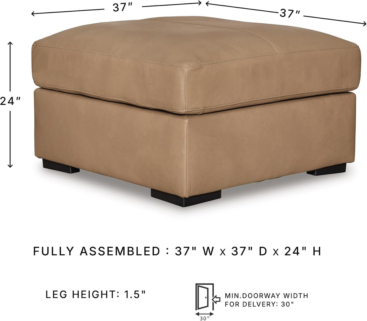 Signature Design by Ashley Bandon Oversized Accent Ottoman, Square Top Grain ...