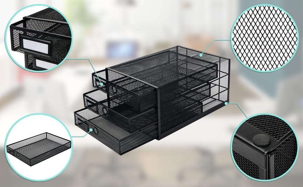 EXERZ Paper Sorter 3 Tier Drawers A4 / Multifunctional Desk Organiser/Letter ...